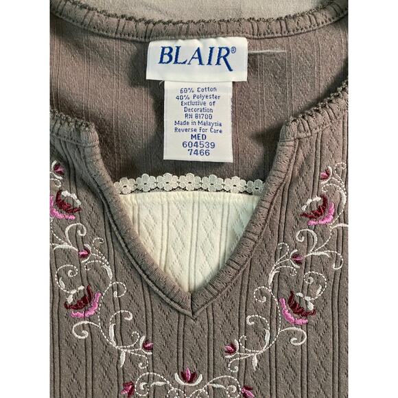 Vtg. BLAIR Top with Embroidered detail SZ Med - Picture 4 of 7